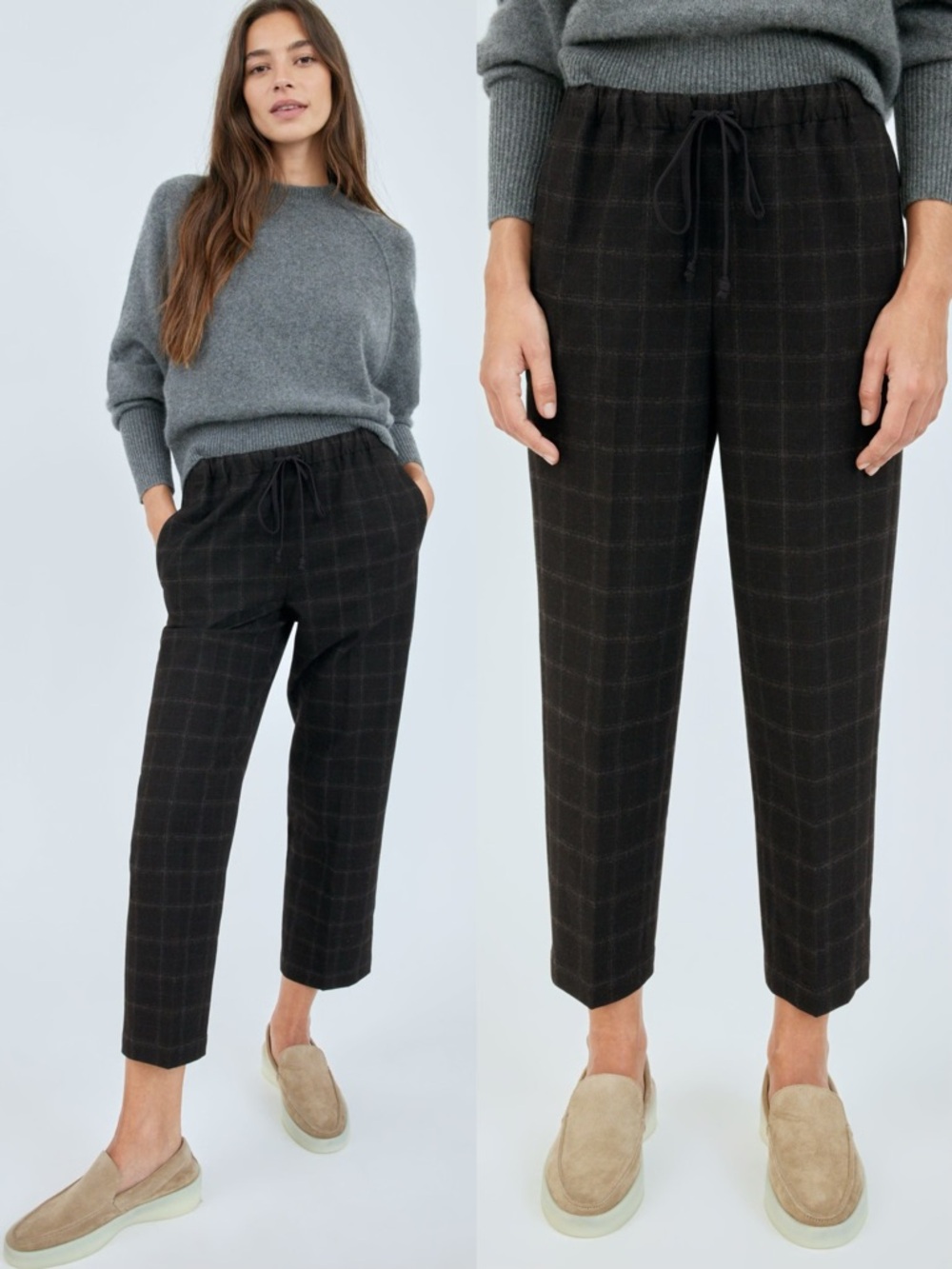 Aritzia the group babaton charcoal plaid Jimmy ankle length pants